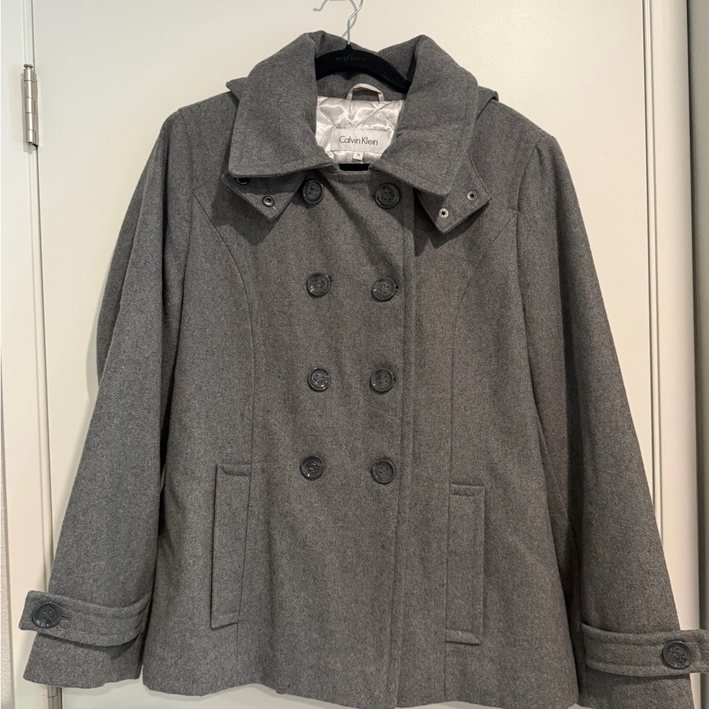 Calvin Klein Gray Double-Breasted Pea Coat